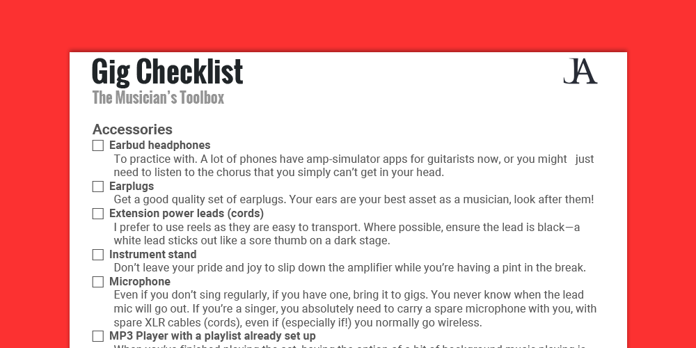 Thumbnail of the Musicians Toolbox Checklist