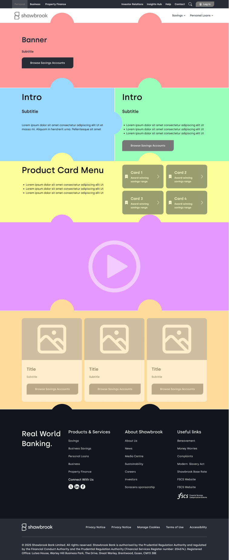 Wireframe of a page showing lego-like modular components