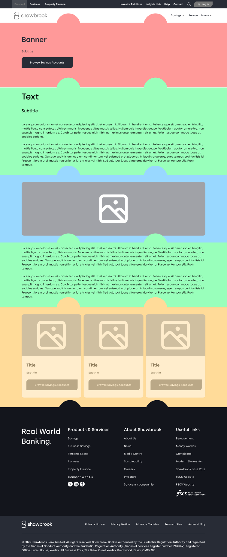 Wireframe of a page showing lego-like modular components